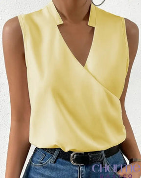 Blusa Catherine Sem Mangas E Decote Transpassado Amarelo / Pp