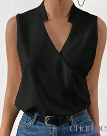 Blusa Catherine Sem Mangas E Decote Transpassado Preto / Pp