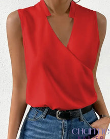 Blusa Catherine Sem Mangas E Decote Transpassado Vermelho / Pp