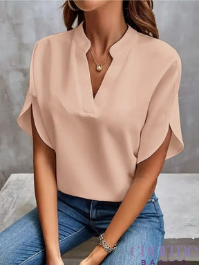 Blusa Pancetta Com Mangas Curtas E Decote V Bege / Pp