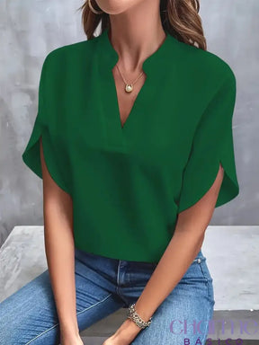 Blusa Pancetta Com Mangas Curtas E Decote V Verde / Pp