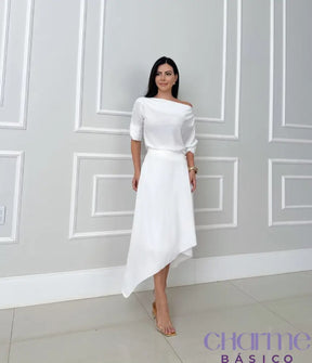 Vestido Sofia – Elegância E Conforto Em Uma Peça Versátil Branco / P