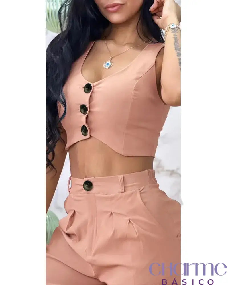 Conjunto Feminino De Duas Peças Moda Cor Grupo 7