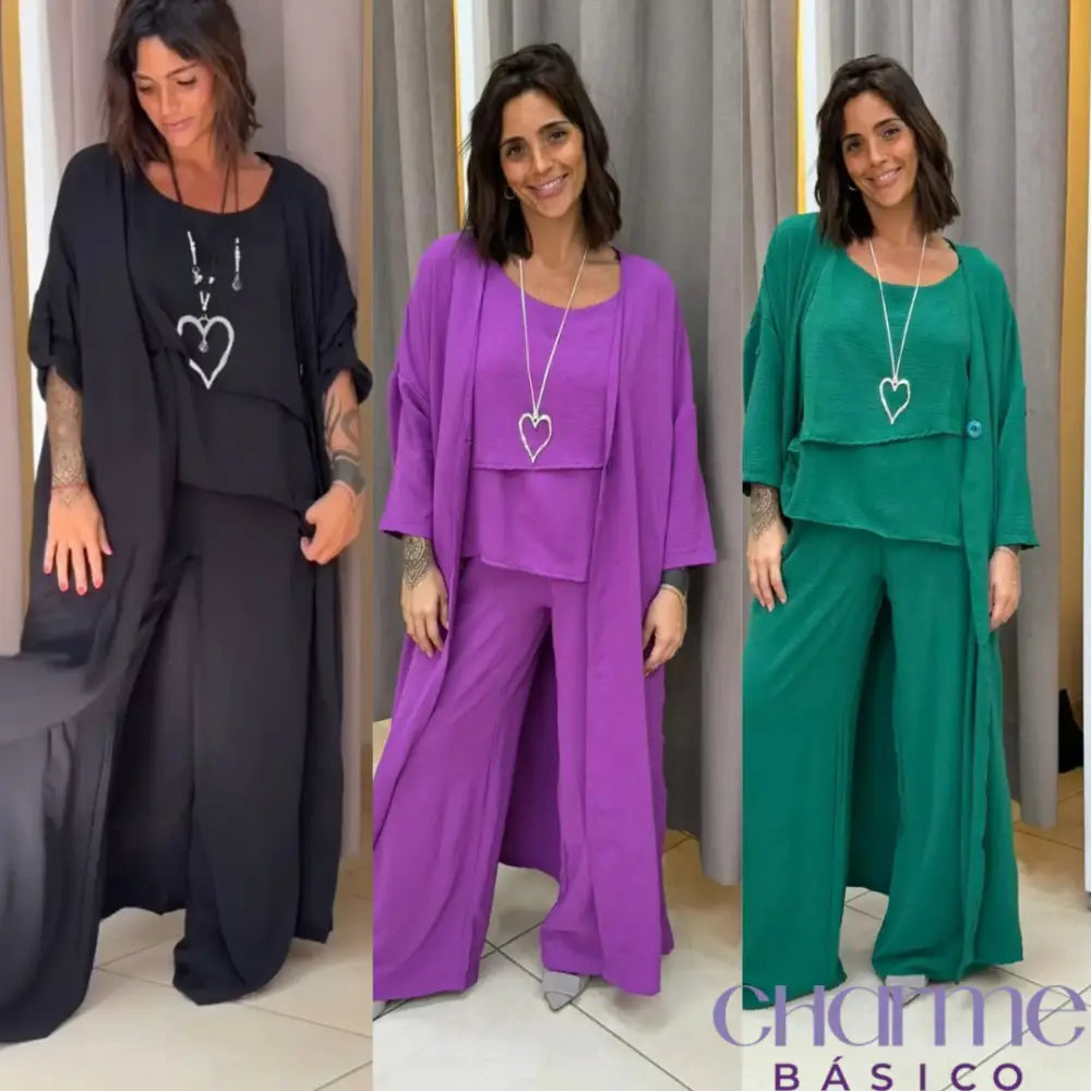 Conjunto Harmonia Elegante Em Linho Premium -