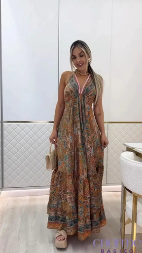 Vestido Boho Charm – Estilo Despojado Com Toque De Sofisticação!