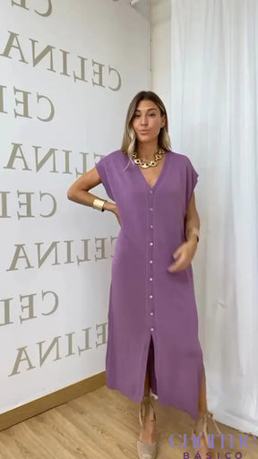 Vestido Clarice – Elegância Simples E Sofisticada Roxo / P