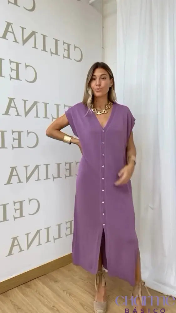 Vestido Clarice – Elegância Simples E Sofisticada Roxo / P