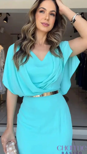 Vestido Elegância Aqua - Conforto E Sofisticação Em Alta Qualidade