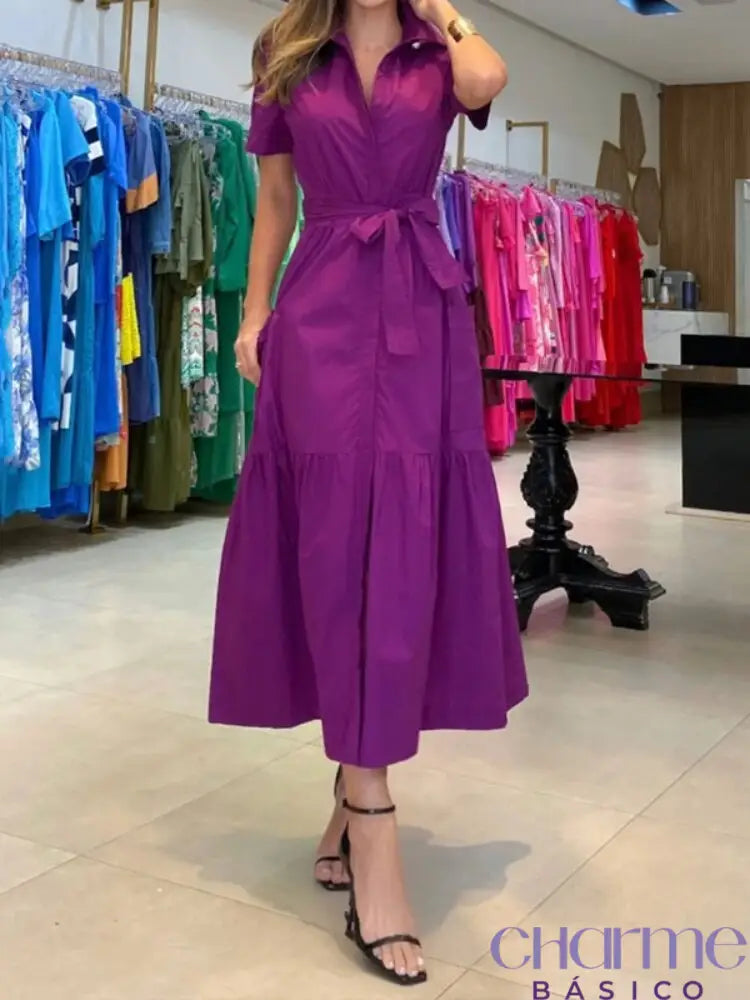 Vestido Feminino Elegante - Lara Roxo / P Vestido