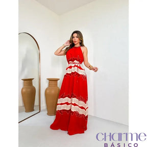 Vestido Gabriela – Estilo Atemporal E Elegância Vermelho / P