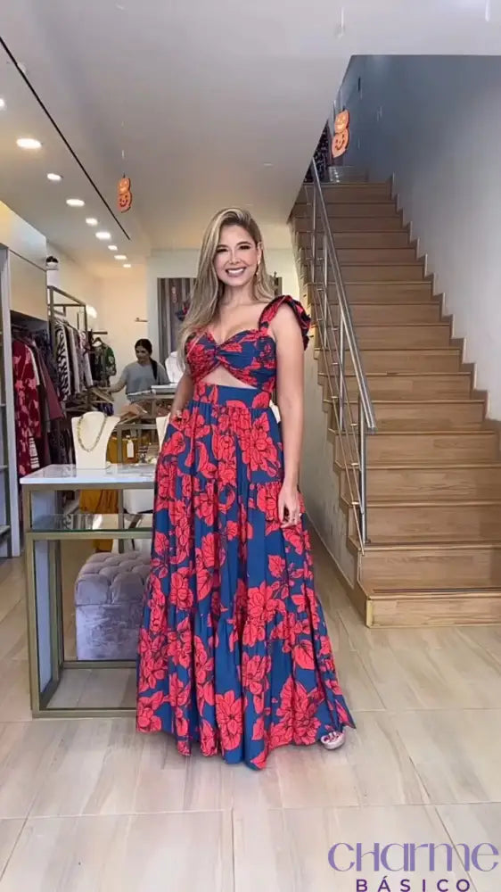 Vestido Longo Aurora – Elegância E Conforto Em Cada Detalhe Vermelho / P