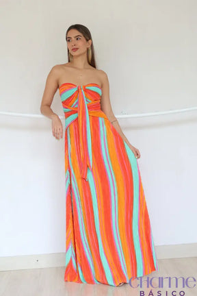 🌟 Vestido Marina: Cores Vibrantes E Elegância Para Qualquer Ocasião! Laranja / P