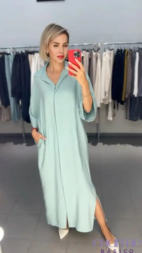 Vestido Sofia – A Elegância Do Minimalismo Com Conforto Absoluto Azul / P