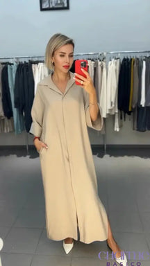 Vestido Sofia – A Elegância Do Minimalismo Com Conforto Absoluto Nude / P